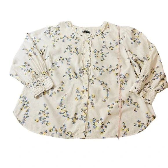 TALBOTS WOMENS PRETTY FLORAL LIGHTWEIGHT LONG SLEEVE SHIRT SIZE 2X - Picture 7 of 12